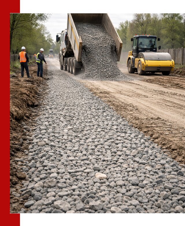 Доставка щебня для отсыпки дорог в Мценске высокого качества