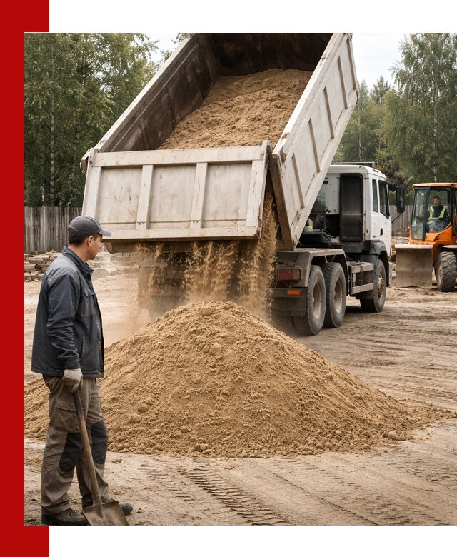 Доставка и продажа песка с разгрузкой в Мценске