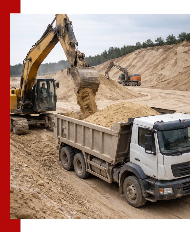 Доставка карьерного песка с самосвалами и разгрузкой в Мценске