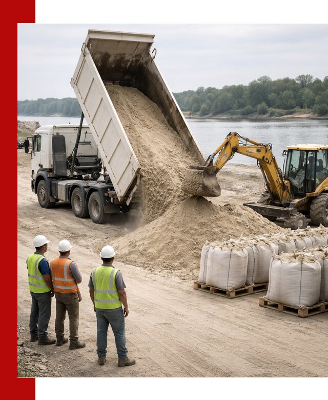 Доставка речного песка в Мценске самосвалами и погрузкой