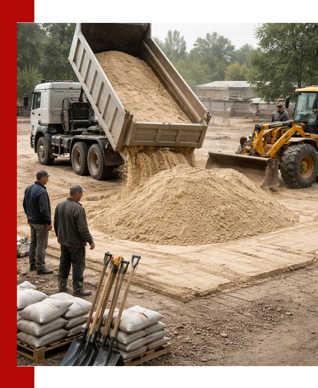 Доставка мытого песка в Мценске с самосвалами по выгодной цене
