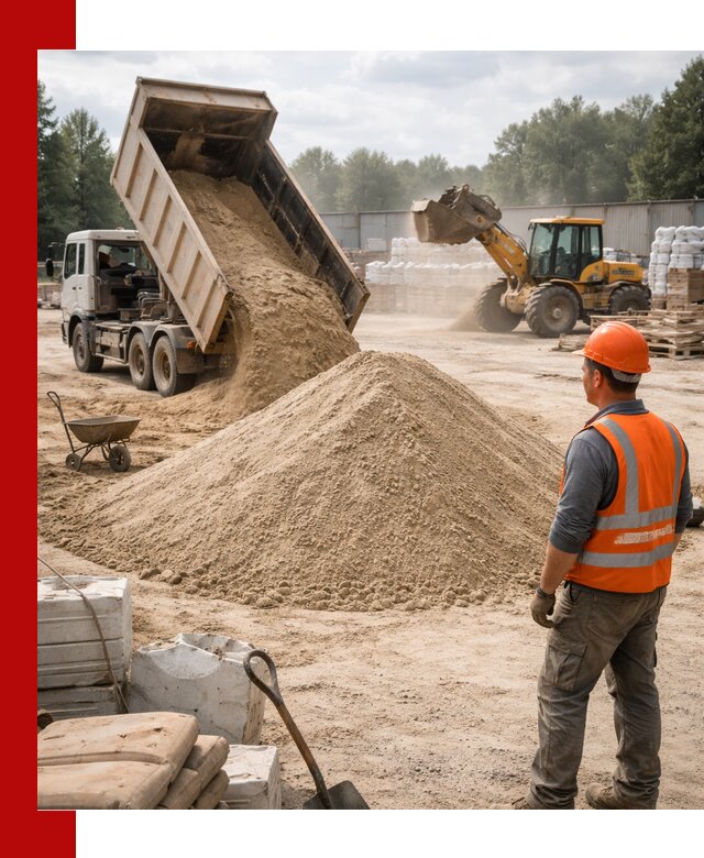 Доставка строительного песка с самосвалом в Мценске