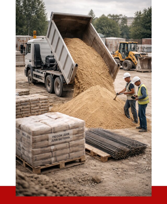 Песок для бетона в Мценске от 2532 р. с доставкой, ПРОНЕРУДМцн