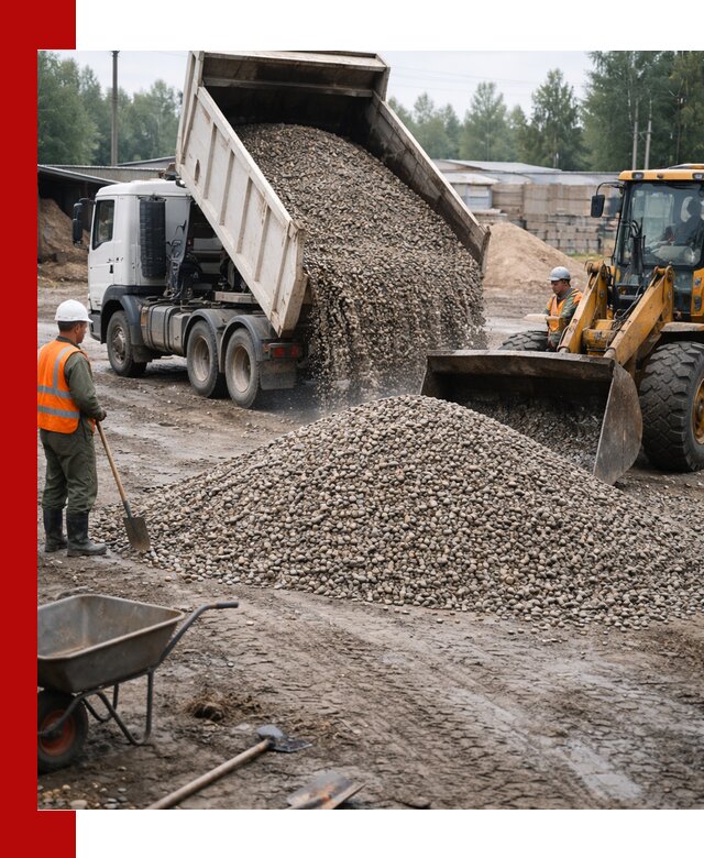 Мытый гравий с доставкой в Мценске от карьера до участка