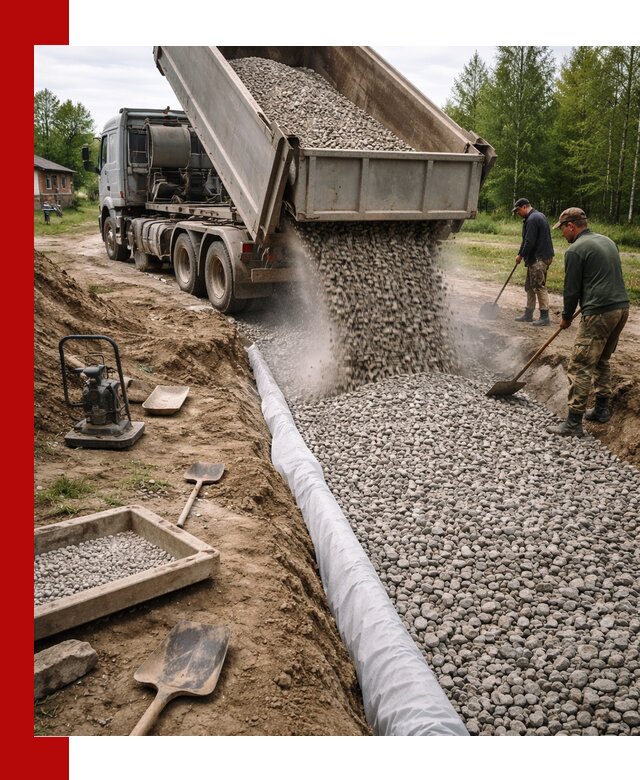 Гравий для дренажа с доставкой в Мценске качественный и недорогой