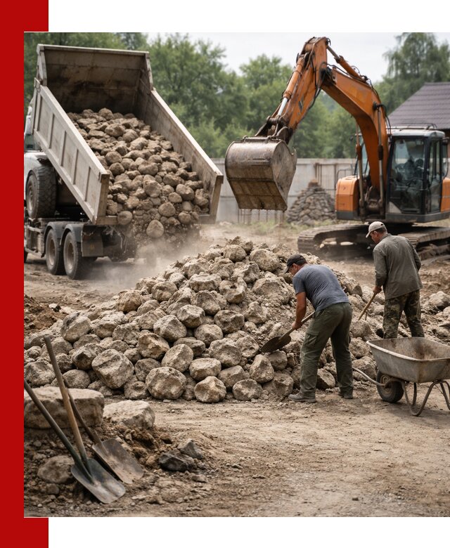 Доставка и разгрузка бутового камня в Мценске