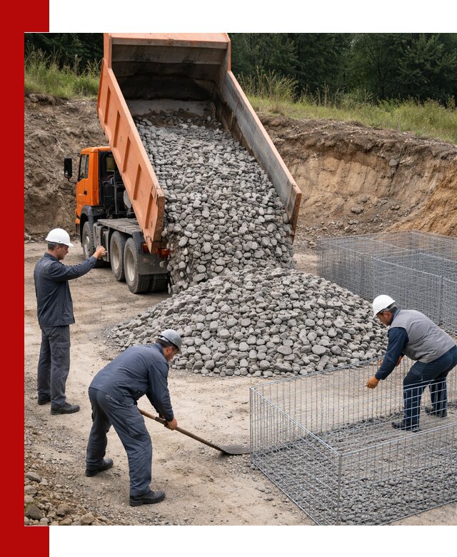 Камень для габионов с доставкой в Мценске быстро и надёжно