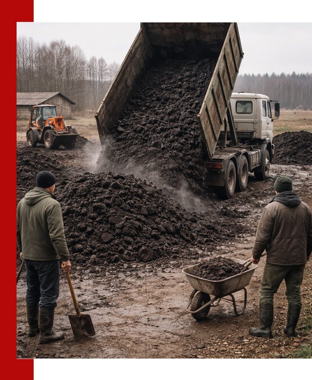 Доставка низинного торфа с разгрузкой и доставкой в Мценске