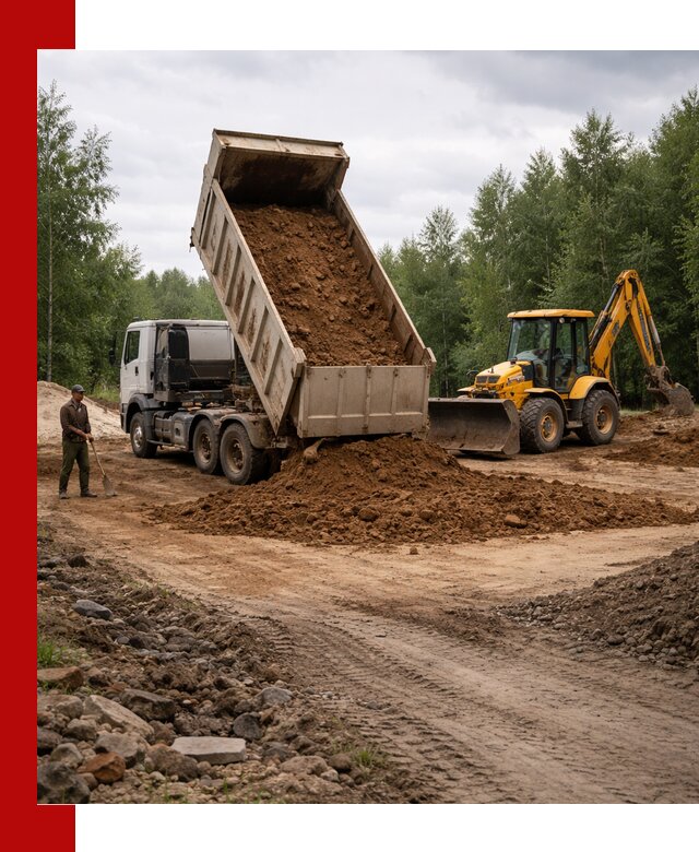 Доставка суглинка самосвалами в Мценске подсыпка и планировка