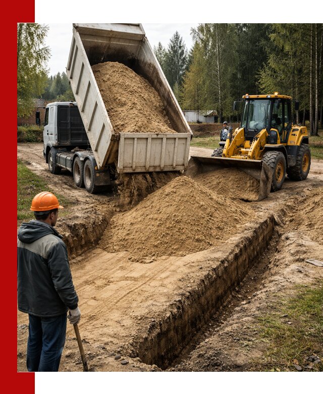 Доставка песчаного грунта в Мценске для строительных работ