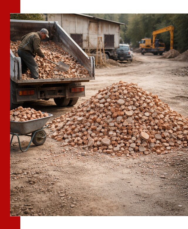 Доставка и подушка из боя кирпича с разгрузкой в Мценске