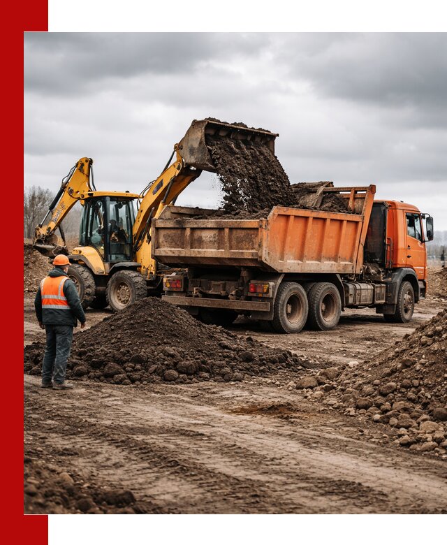 Вывоз грунта и строительного мусора в Мценске грузовыми самосвалами