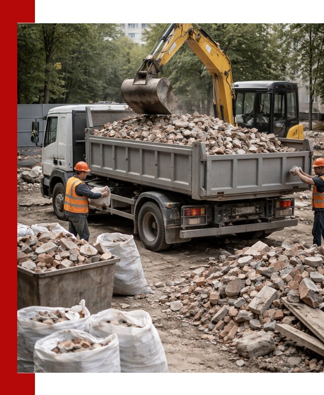 Вывоз строительного мусора в Мценске с самосвалами и контейнерами