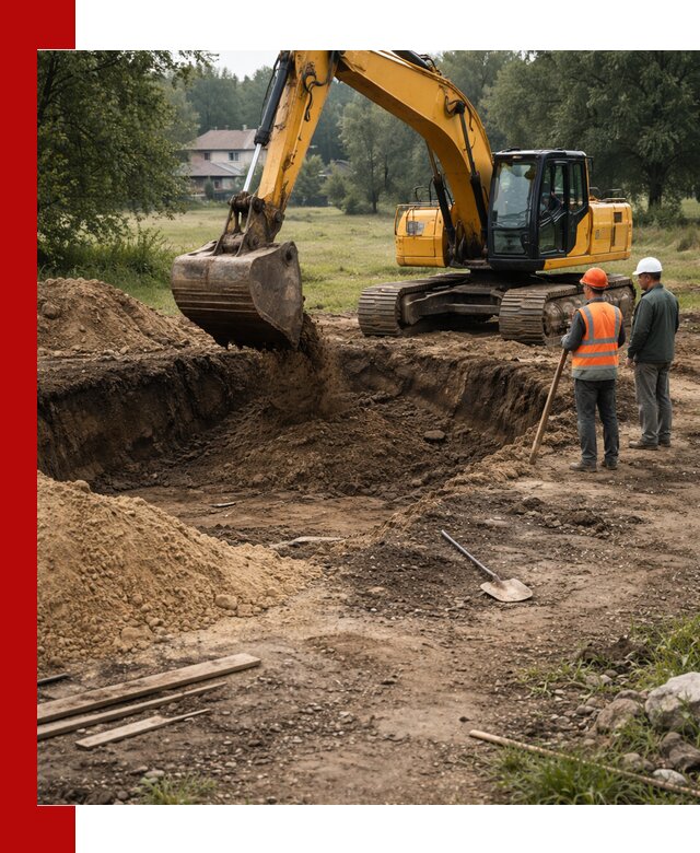 Рытье котлована под фундамент в Мценске (быстро и недорого)