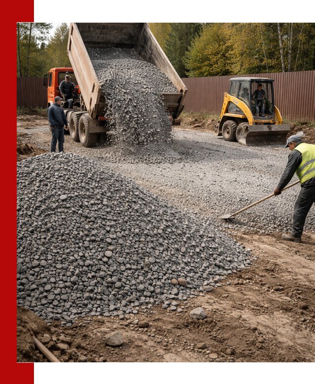 Отсыпка участка щебнем с доставкой и уплотнением в Мценске